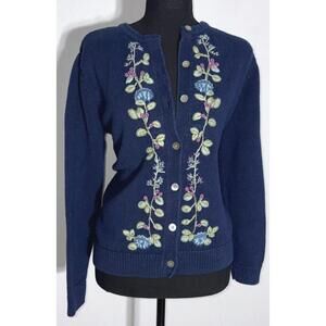 Vintage Embroidered Classic Elements Button Up Cardigan, L